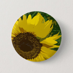 Zonnebloem - mooie, heldere, gele kunstbloem ronde button 5,7 cm