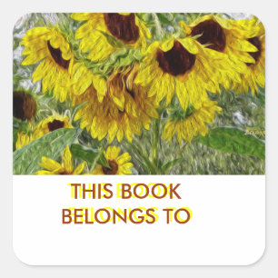 Zonnebloem Morn Book Bord Vierkante Sticker