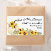 Zonnebloem Mosterd Floral Waterverf Witte pompoen Etiket (Insitu)