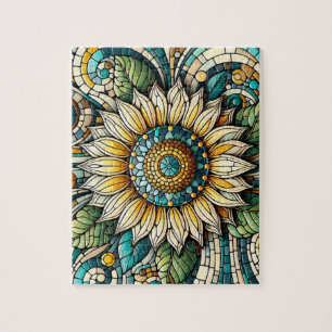 Zonnebloem Mozaïek in Glas in Loodstijl Legpuzzel