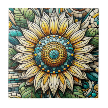 Zonnebloem Mozaïek in Glas in Loodstijl
