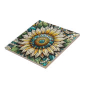 Zonnebloem Mozaïek in Glas in Loodstijl Tegeltje (Zijkant)