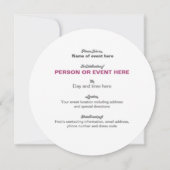 Zonnebloem Mozaïek Ronde Uitnodiging in Cranberry  (Achterkant)