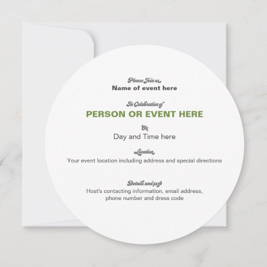 Zonnebloem Mozaïek Ronde Uitnodiging in Olijfgroen (Achterkant)