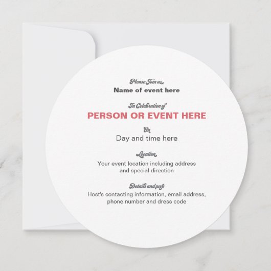 Zonnebloem Mozaïek Ronde Uitnodiging in Roos Rood (Achterkant)