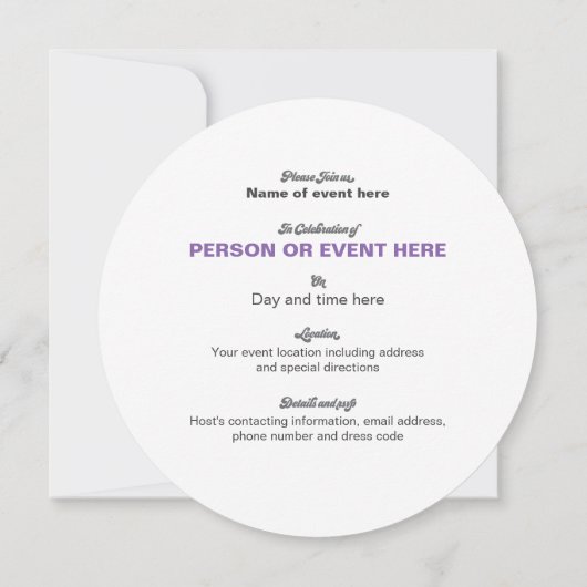 Zonnebloem Mozaïek Ronde Uitnodiging in Ultraviole (Achterkant)