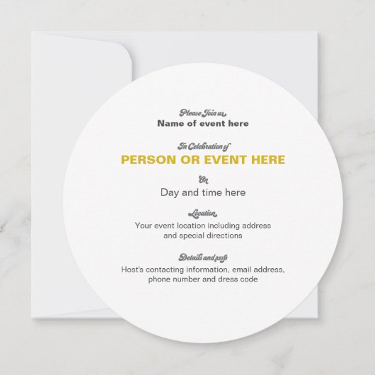 Zonnebloem Mozaïek Ronde Uitnodiging in Zwart Goud (Achterkant)