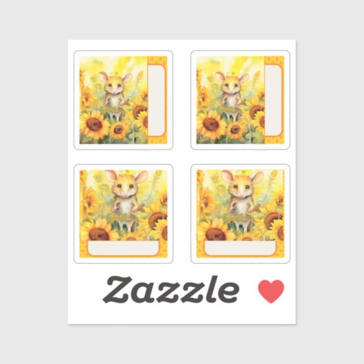 Zonnebloem muis sticker (Vel)