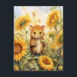 Zonnebloem muis Tuin 17 van 17 Briefkaart<br><div class="desc">Leuke muis en zonnebloemen.</div>