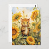 Zonnebloem muis Tuin 17 van 17 Briefkaart (Voorkant / Achterkant)