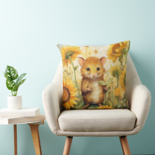 Zonnebloem Muis Tuin Muizenstad 17 van 17 Kussen