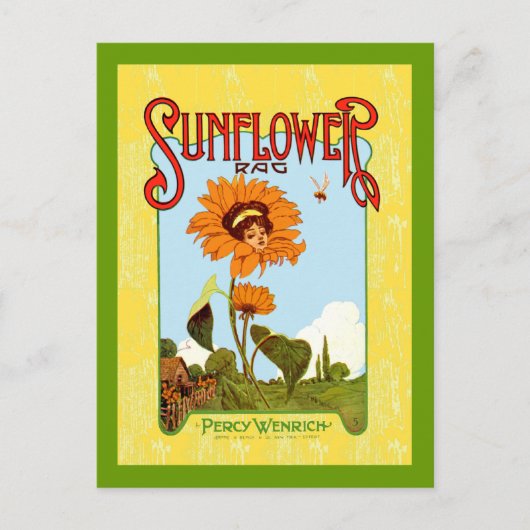  Zonnebloem Muziek Briefkaart (Voorkant)