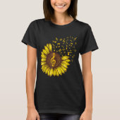 Zonnebloem Muzieknote Kunstontwerp T-shirt (Voorkant)
