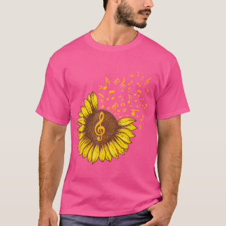 Zonnebloem Muzieknote Muziek Liefhebbers retro T-shirt