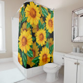 Zonnebloem naadloos patroon. Achtergrond met geel Douchegordijn (In situ)