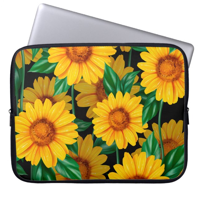 Zonnebloem naadloos patroon. Achtergrond met geel Laptop Sleeve (Voorkant)