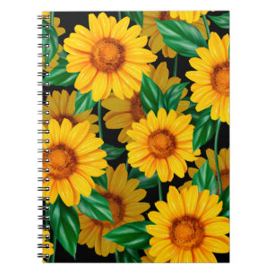 Zonnebloem naadloos patroon. Achtergrond met geel Notitieboek