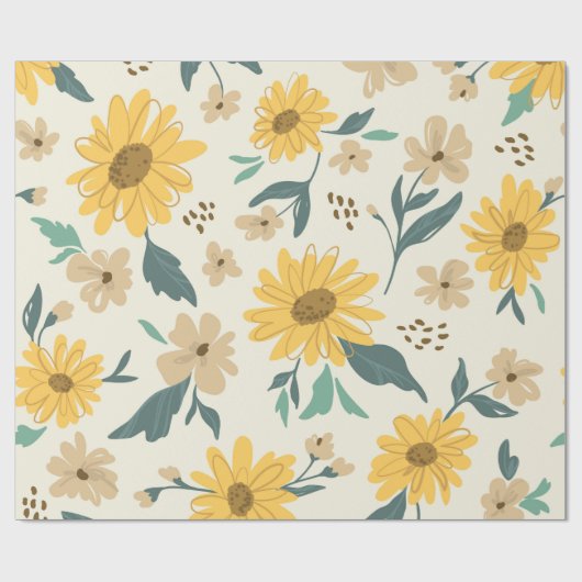 Zonnebloem naadloos patroon. Gele daisy on off Cadeaupapier (Vlak)