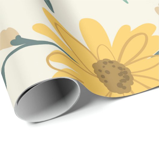 Zonnebloem naadloos patroon. Gele daisy on off Cadeaupapier (Rol Hoek)