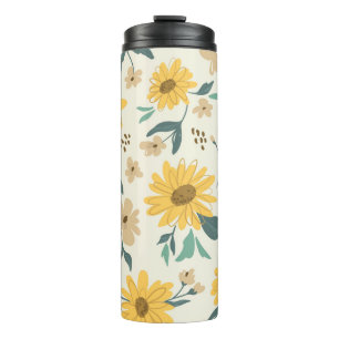 Zonnebloem naadloos patroon. Gele daisy on off Thermosbeker