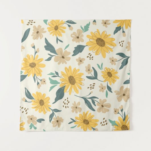 Zonnebloem naadloos patroon. Gele daisy on off Wandkleed (Voorkant (horizontaal))