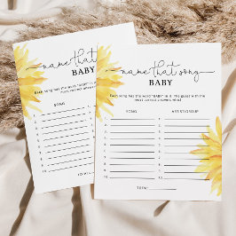 Zonnebloem Naam dat lied baby shower spel