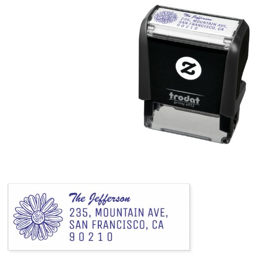 Zonnebloem Naam en Terugkeeradres Zelfinktende Stempel (In situ)