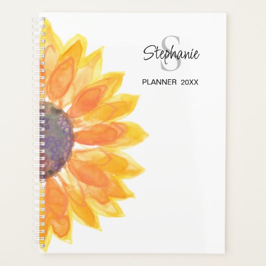 Zonnebloem naam Monogram 2024 Planner (Voorkant)