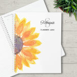 Zonnebloem naam Monogram 2024 Planner<br><div class="desc">Deze bloemplanner is versierd met een gele waterverf zonnebloem. Gemakkelijk aan te passen met uw monogram,  naam,  en jaar. Originele Waterverf © Michele Davies.</div>