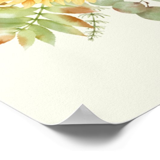 Zonnebloem Naam Poster Art Decor (Hoek)