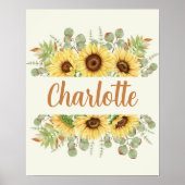 Zonnebloem Naam Poster Art Decor (Voorkant)