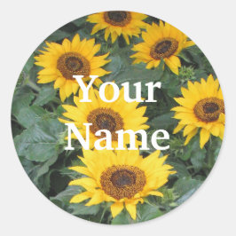 Zonnebloem Naam Tags Ronde Sticker