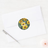 Zonnebloem Naam Tags Ronde Sticker (Envelop)