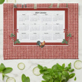 Zonnebloem Nana Rooster Koe Boerderij Fresh Red n  Theedoek (Gevouwen)