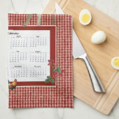 Zonnebloem Nana Rooster Koe Boerderij Fresh Red n  Theedoek (Quarter Fold)