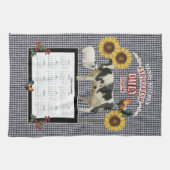 Zonnebloem Nana Rooster Koe Boerderij Fresh Zwart  Theedoek (Horizontaal)