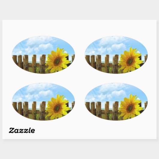Zonnebloem Natuur Beauty Ovale Sticker (Vel)