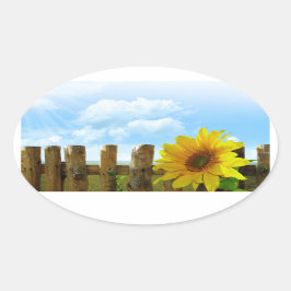 Zonnebloem Natuur Beauty Ovale Sticker