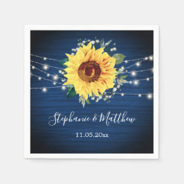 Zonnebloem Navy Baby's Breath Lichten Bruiloft Servet