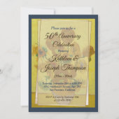 Zonnebloem Navy Blauwe Foto 50ste Huwelijksverjaar Kaart (Voorkant)