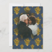 Zonnebloem Navy Blauwe Foto 50ste Huwelijksverjaar Kaart (Achterkant)