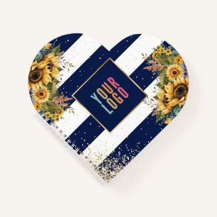 Zonnebloem Navy Blauwe Gouden Zakelijke Logo Promo Notitieboek