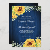 Zonnebloem Navy Blue Babys Breath Wedding Kaart (Voorkant / Achterkant)