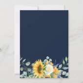 Zonnebloem Navy Blue Bloemen geometrische bruiloft Kaart (Achterkant)