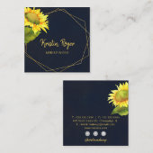 Zonnebloem Navy Blue Makeup Artist Vierkante Visitekaartje (Voorkant / Achterkant)