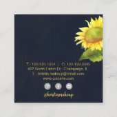 Zonnebloem Navy Blue Makeup Artist Vierkante Visitekaartje (Achterkant)