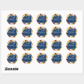 Zonnebloem Navy Blue Mason Jars Vrijgezellenfeest Ronde Sticker (Vel)