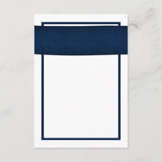 Zonnebloem Navy Blue Ribbon bruiloft receptie Kaar Informatiekaartje (Achterkant)