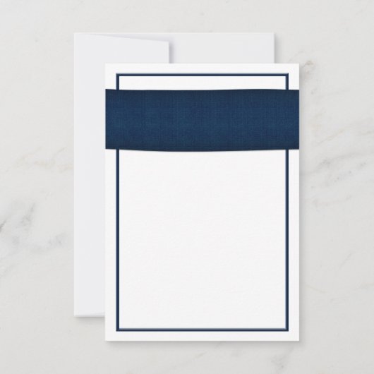 Zonnebloem Navy Blue Ribbon Wedding RSVP Kaart (Achterkant)