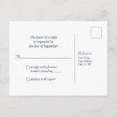 Zonnebloem Navy Damask Bruiloft RSVP Briefkaart (Achterkant)